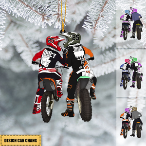 Dirt Bike Couple Acrylic Car / Christmas Ornament - Gift For Couple