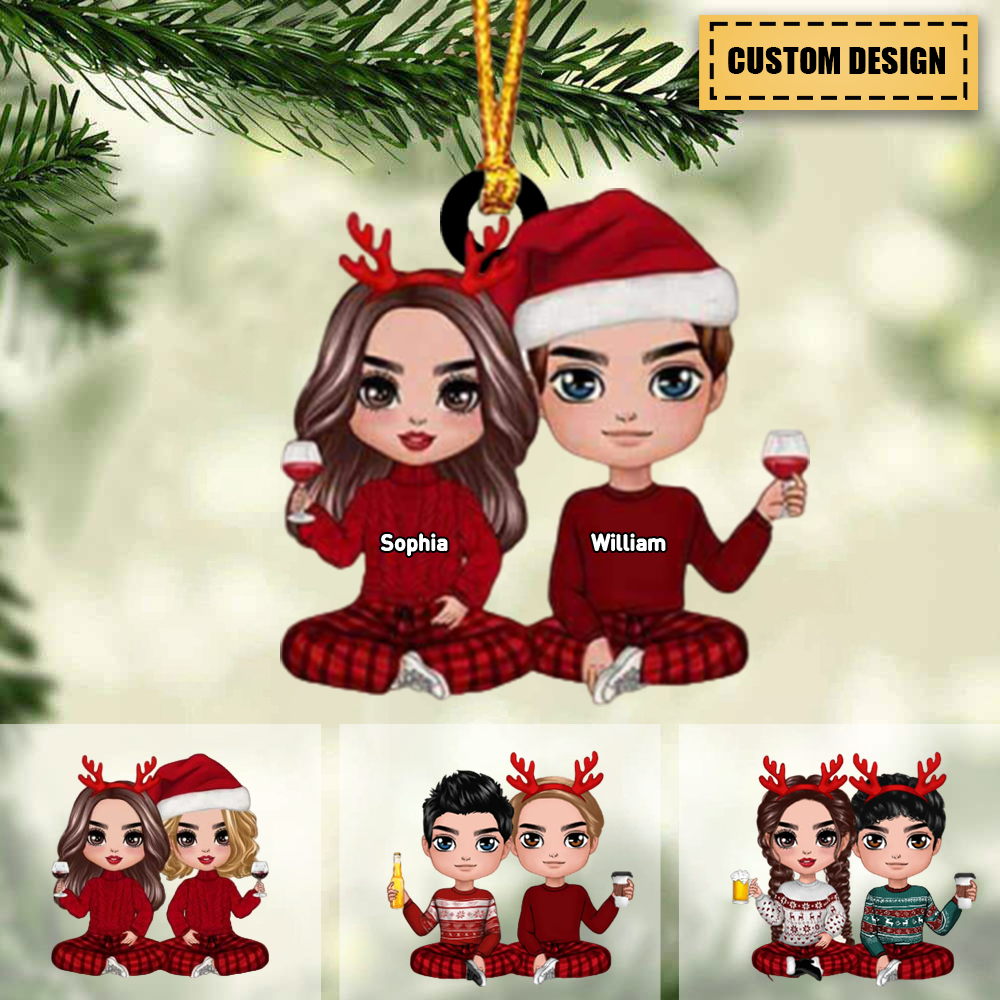 Doll Couple Sitting Together Since Christmas Pillow (Insert Included) -  Lailorp