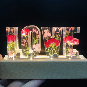 Dried Flowers Resin Letter Lamp - HANDMADE