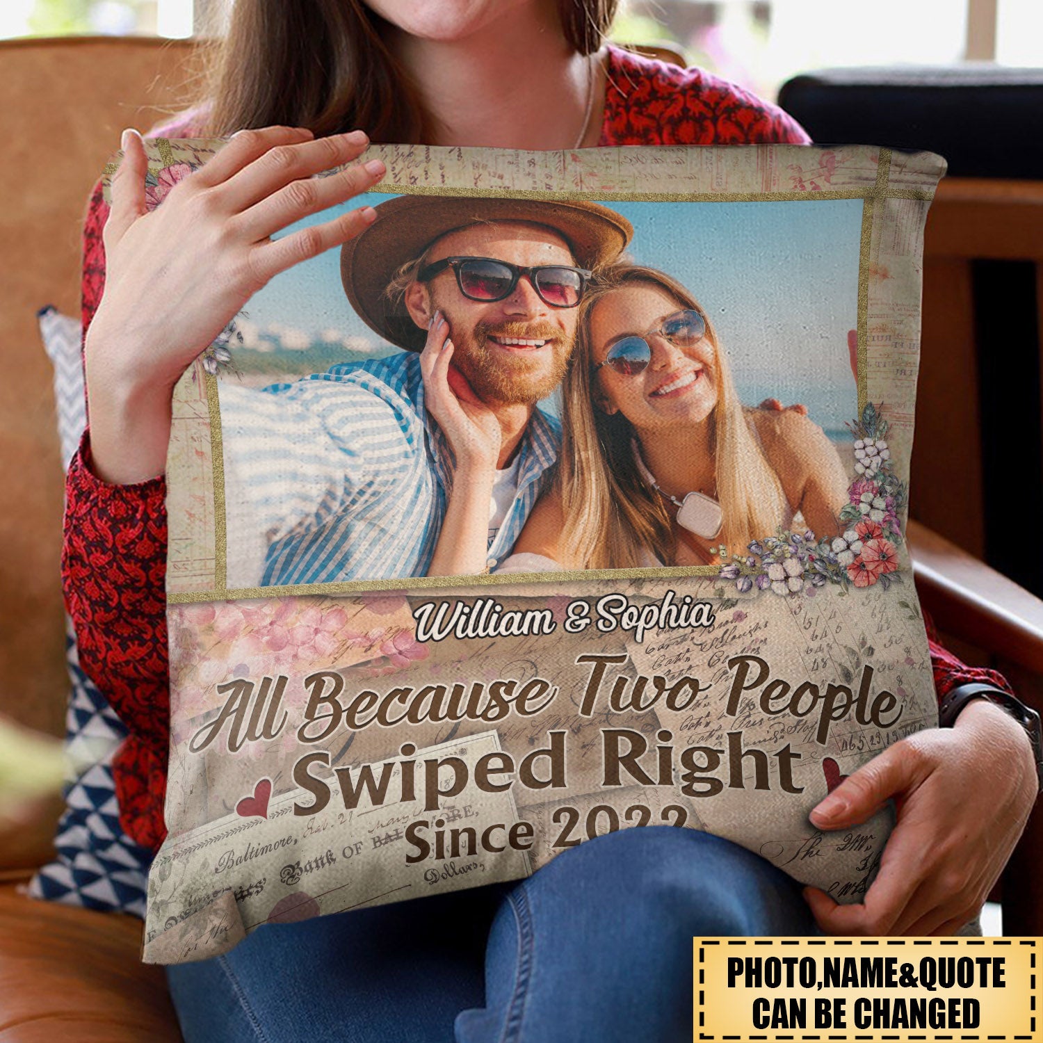 Custom Photo Together Since Husband Wife - Couple Gift - Personalized Custom Pillow