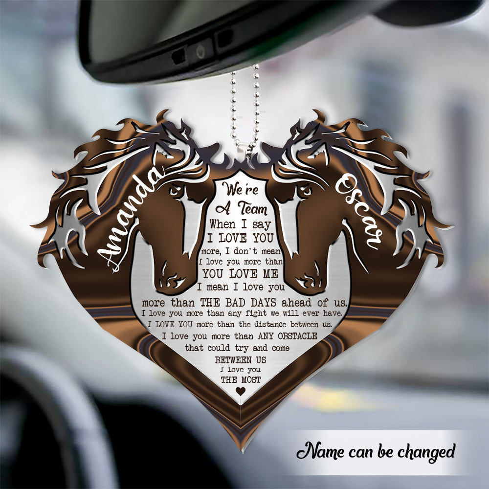 Couple Horse We're A Team Personalized Flat Acrylic Ornament