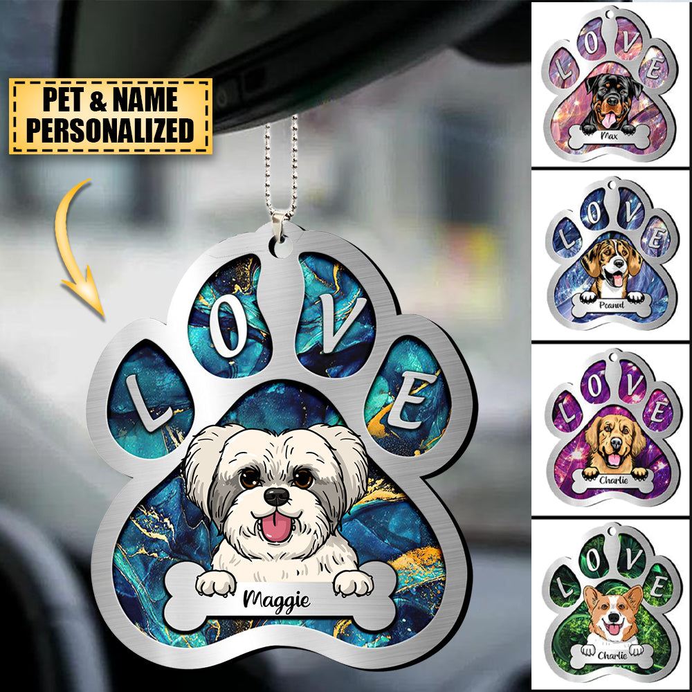 Sparkling Dog Mom- Dog Dad Puppy Pet Dogs Lover Custom Breed Personalized Car Hanging Ornament