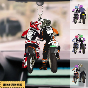 Dirt Bike Couple Acrylic Car / Christmas Ornament - Gift For Couple