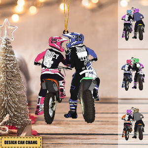 Dirt Bike Couple Acrylic Car / Christmas Ornament - Gift For Couple