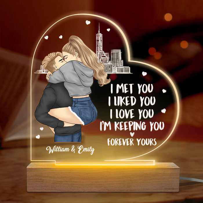 I Love You I'm Keeping You - Couple Personalized Custom Heart Shaped Led Night Light - Gift For Husband Wife, Anniversary