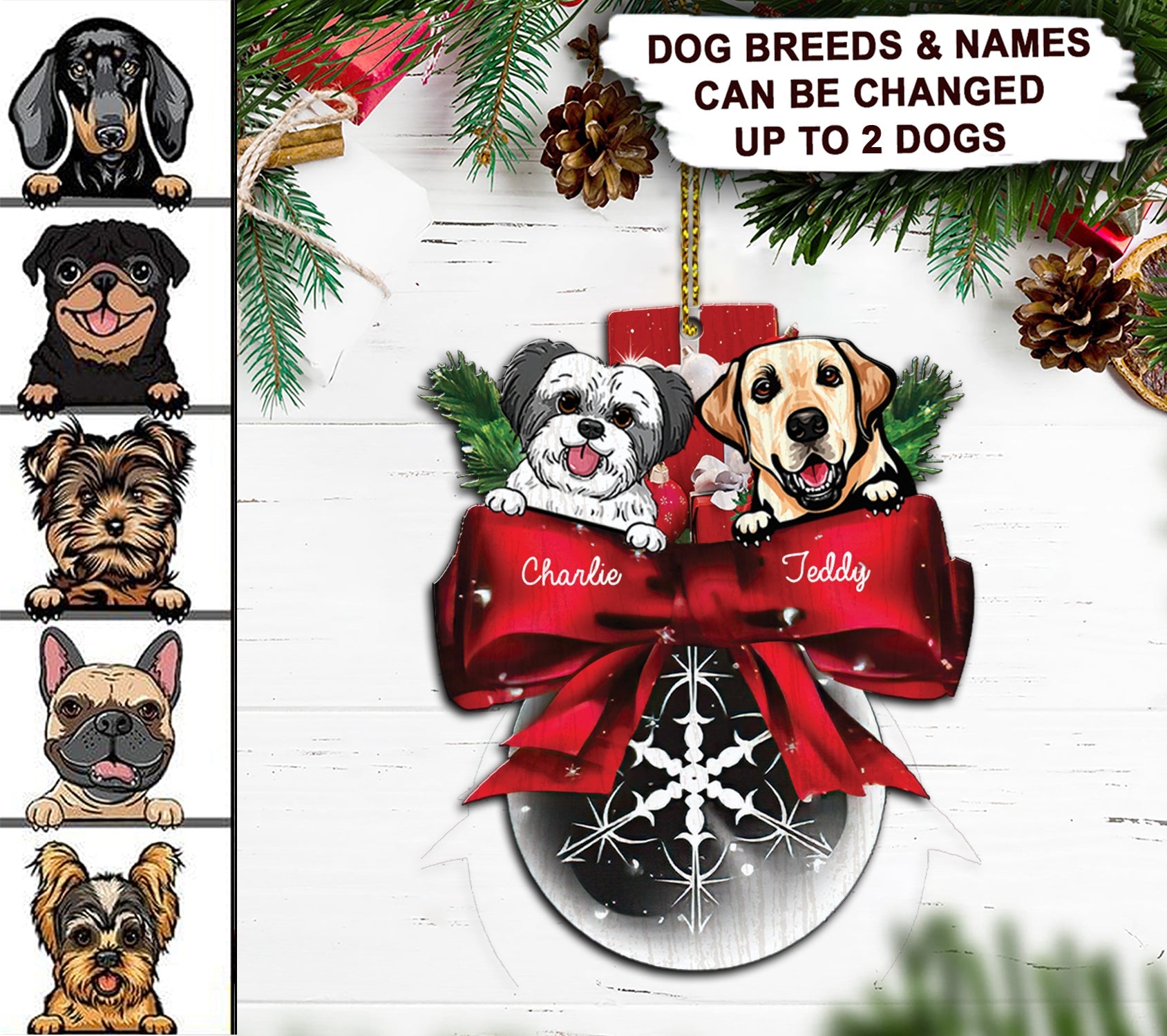 Dog/Cat Christmas Personalized Custom Shaped Ornament