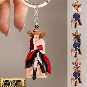 Personalized Cowgirl  Keychain - Boots Class And A Little Sass