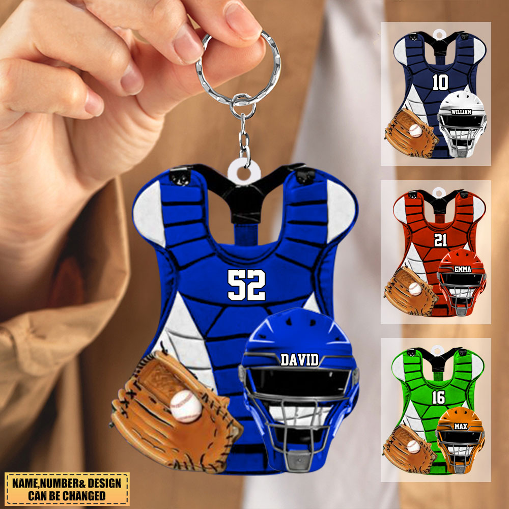 Personalized Baseball Catcher Chest Protector And Helmet Acrylic