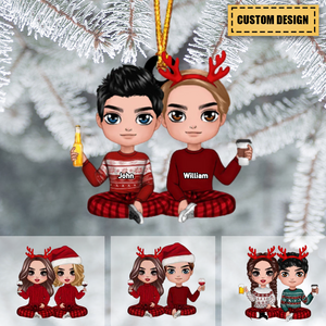 Doll Couple Sitting Together Since Christmas Pillow (Insert Included) -  Lailorp