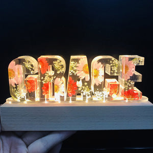 Dried Flowers Resin Letter Lamp - HANDMADE