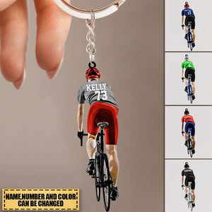 PERSONALIZED MALE CYCLIST / BICYCLIST/MOUNTAIN BIKE RIDING ACRYLIC Keychain-GIFT FOR CYCLISTS/BIKE RIDING LOVERS