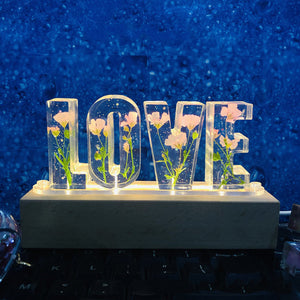 Dried Flowers Resin Letter Lamp - HANDMADE