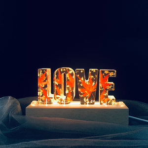 Dried Flowers Resin Letter Lamp - HANDMADE