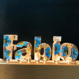 Dried Flowers Resin Letter Lamp - HANDMADE