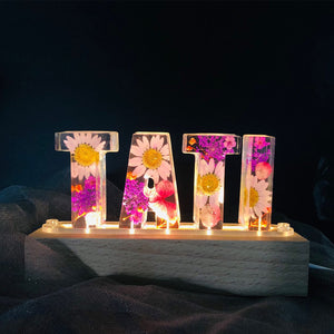 Dried Flowers Resin Letter Lamp - HANDMADE