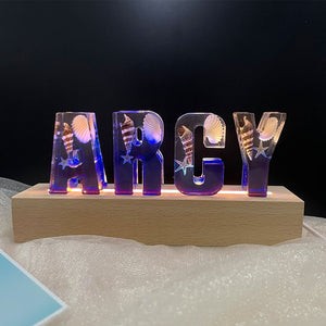 Dried Flowers Resin Letter Lamp - HANDMADE