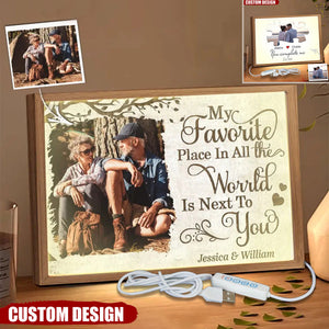 Personalized Upload Your Photo You Complete Me Couple Light Frame Canvas