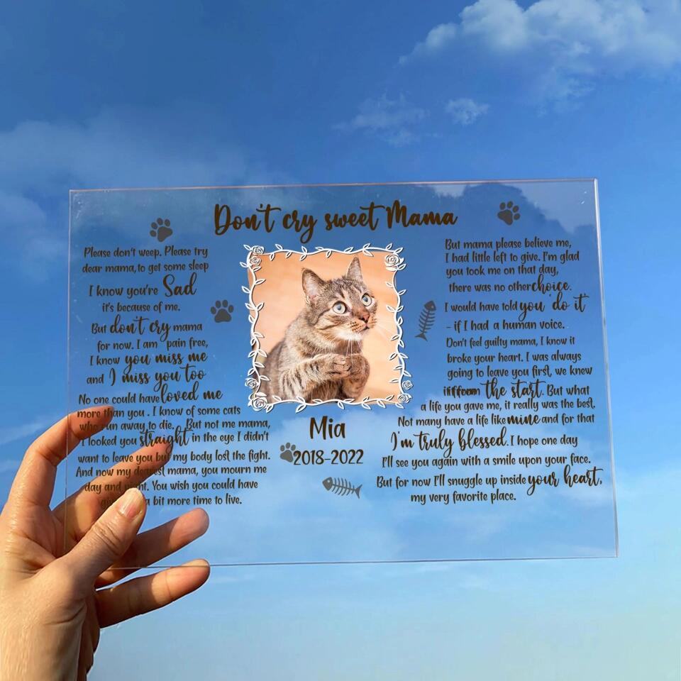 Custom Photo Blanket  Don't Cry Sweet Mama Cat Poem