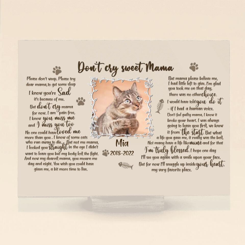 Custom Photo Blanket  Don't Cry Sweet Mama Cat Poem