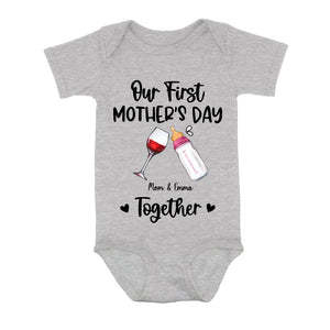 Custom Personalized Baby Onesie/T-Shirt - Mother's Day Gift Idea For Baby/Mom - Our First Mother's Day Together