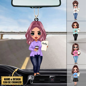 Doll Teacher Colorful Classroom Welcome Personalized Car Hang Ornament