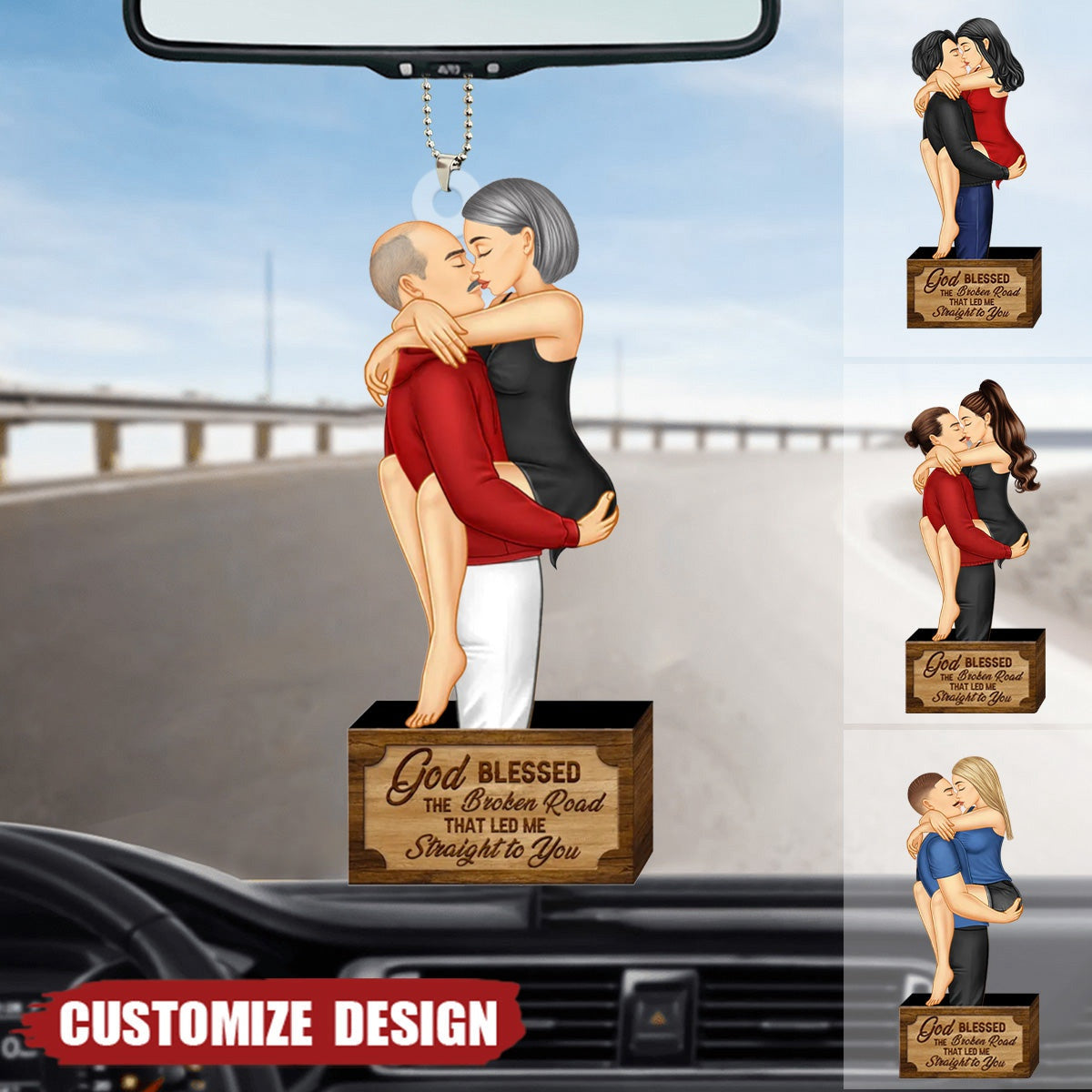 God Blessed - Romantic Personalized Couple Kissing Car Hanging Ornament - Gift For Couple