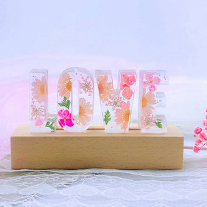 Dried Flowers Resin Letter Lamp - HANDMADE