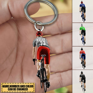 PERSONALIZED MALE CYCLIST / BICYCLIST/MOUNTAIN BIKE RIDING ACRYLIC Keychain-GIFT FOR CYCLISTS/BIKE RIDING LOVERS