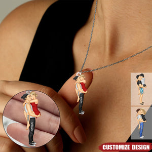 Personalized Couple Kiss Stainless Steel Necklace