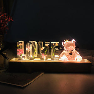 Dried Flowers Resin Letter Lamp - HANDMADE