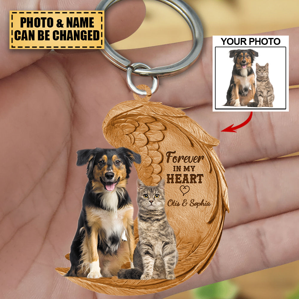 Personalized Flat Keychain - Gift For Pet Lover - Forever In My Heart