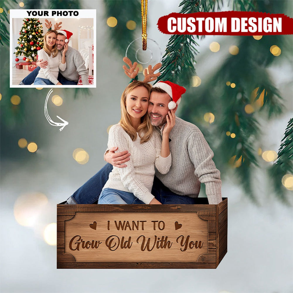 I Want To Grow Old With You - Personalized Custom Photo Mica Ornament - Christmas Gift For Couple, Wedding Couple, Married Couple, Wife, Husband