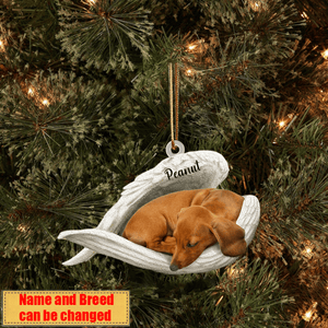 Personalized Stainless Dog Sleeping Angel Ornament - Double Sides Printed