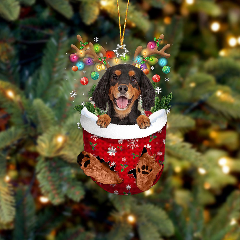 Gordon Setter In Snow Pocket Christmas Ornament