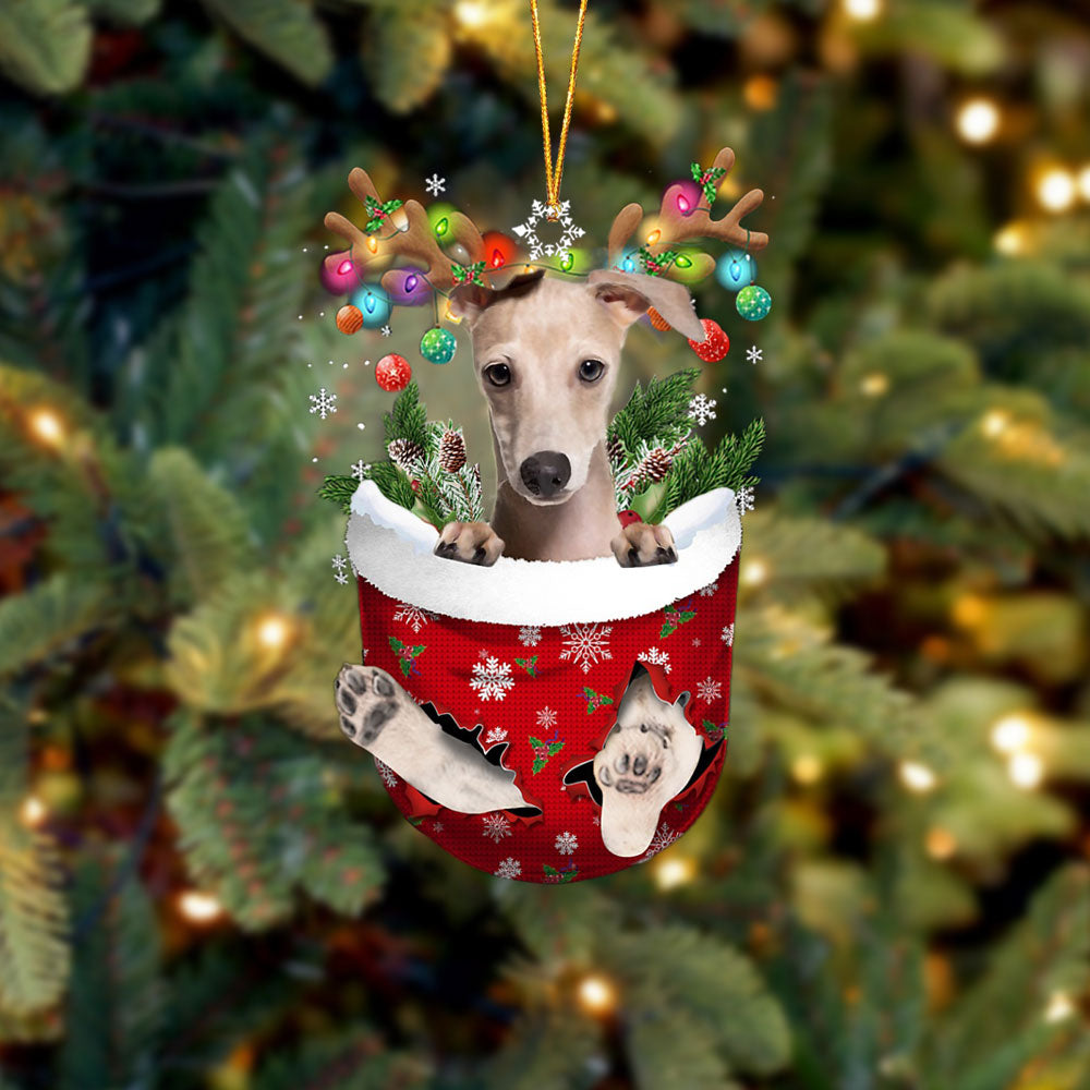 Italian Greyhound In Snow Pocket Christmas Ornament