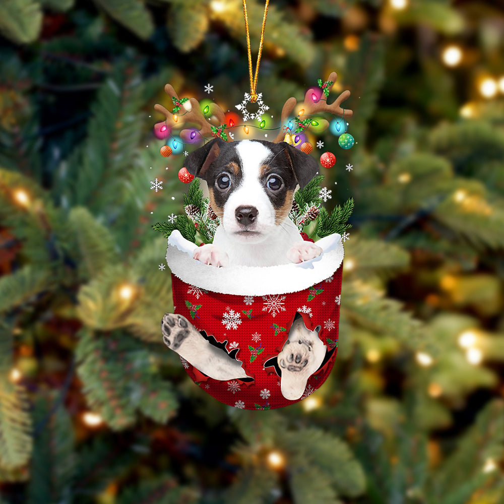 Jack Russell Terrier  In Snow Pocket Christmas Ornament