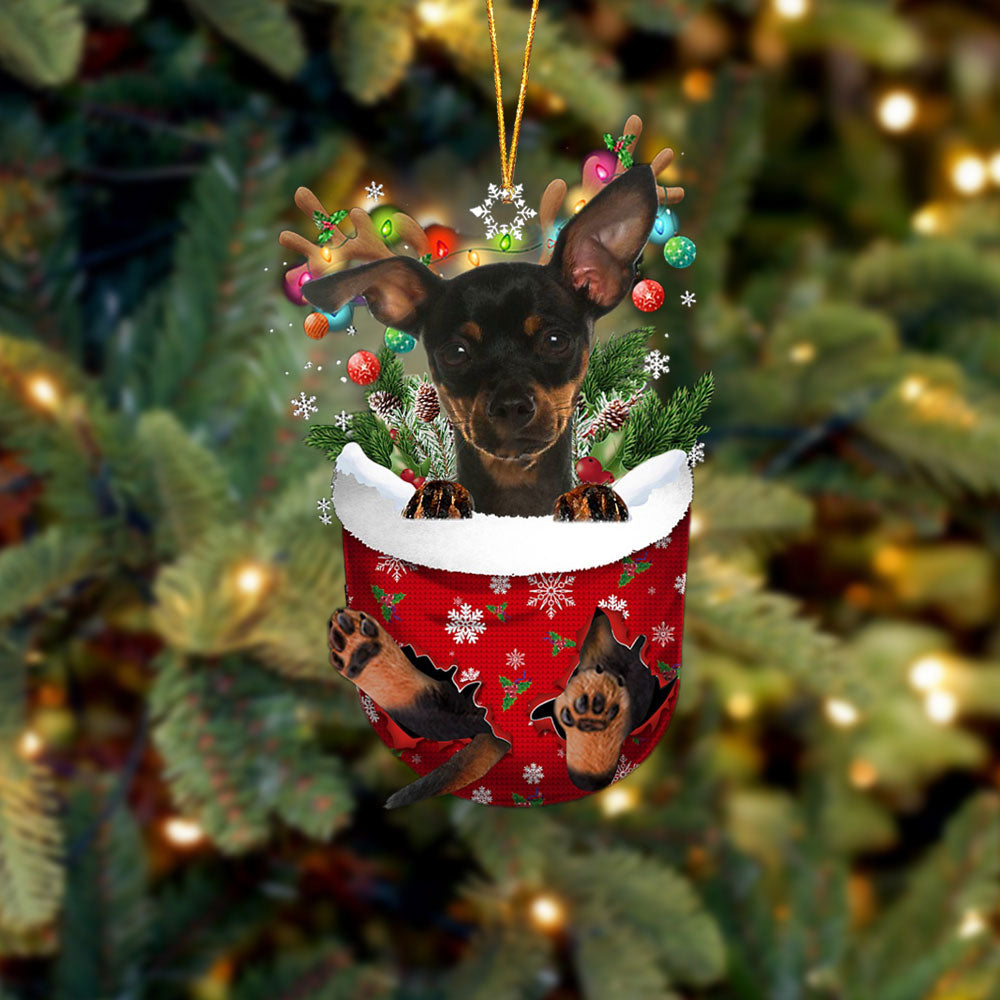 Miniature Pinscher 2 In Snow Pocket Christmas Ornament