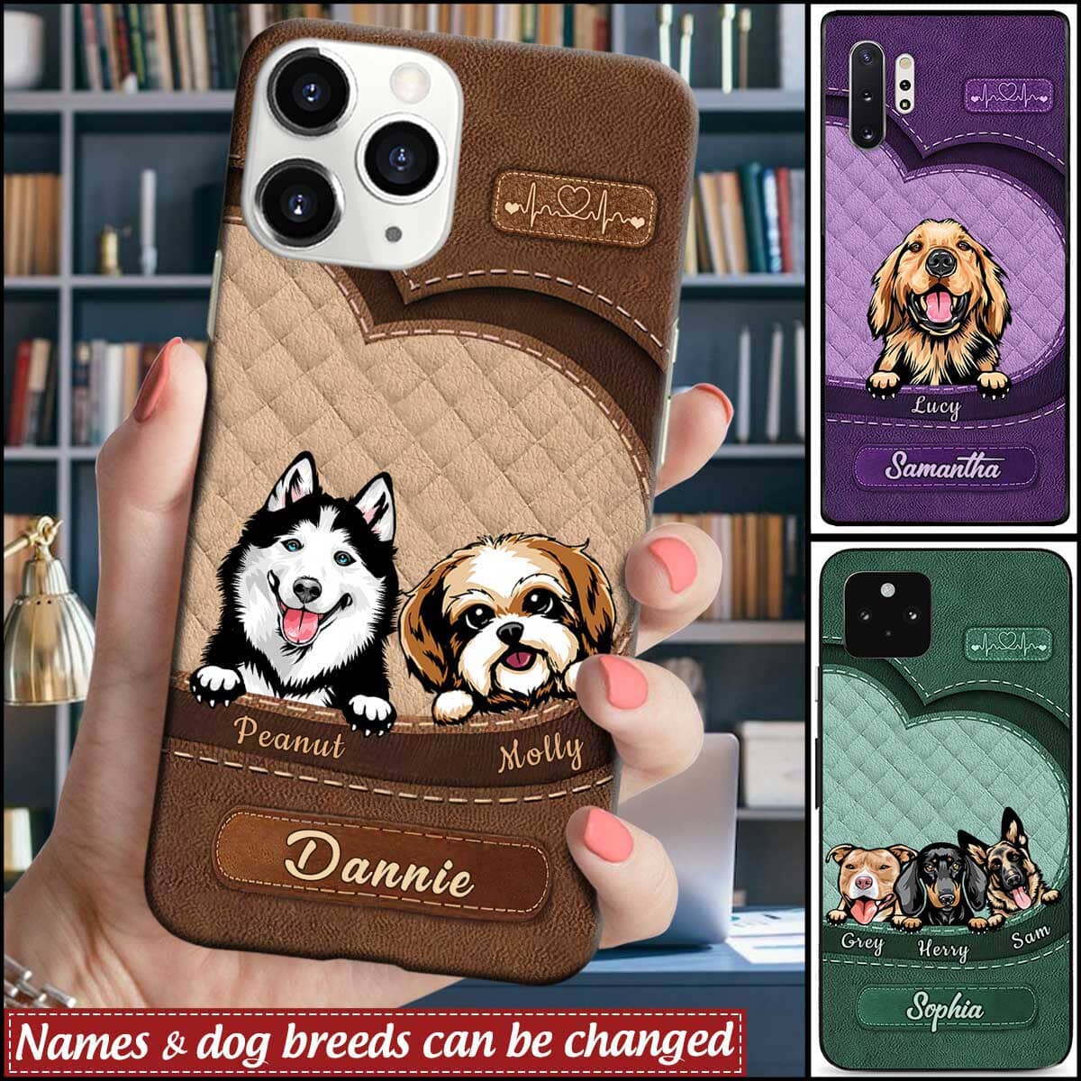 Personalized Dog Mom Puppy Pet Dogs Lover Texture Leather Phone case