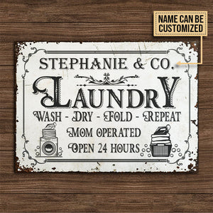 Personalized Laundry Room Mom Operated Customized Classic Metal Signs