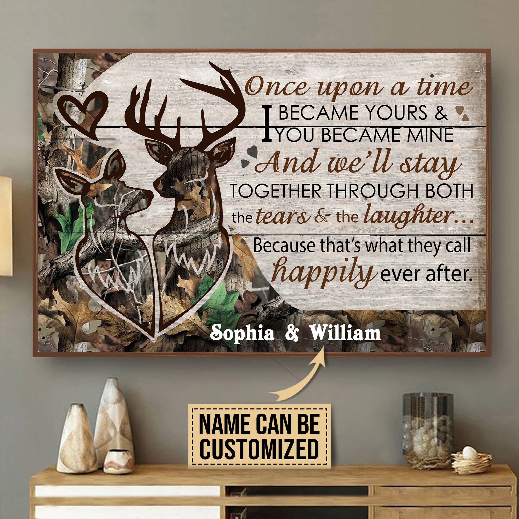 Personalized Deer Couple Camo Once Upon A Time Poster