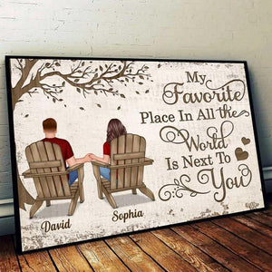 Back View Couple Sitting Under Tree Gift For Him For Her Personalized Horizontal Poster