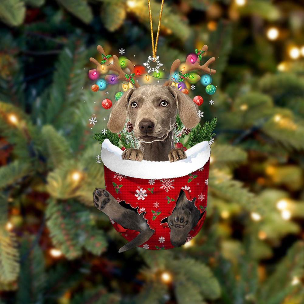 Weimaraner 2 In Snow Pocket Christmas Ornament