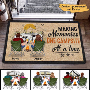 Camping Couple Back View Personalized Doormat