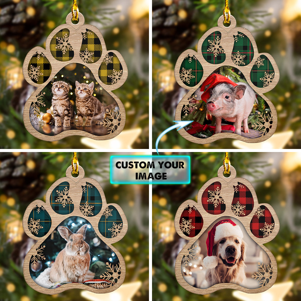 Custom Name & Picture Ornament - Personalized Paw Ornament(Dog, Cat & Angel Wings)